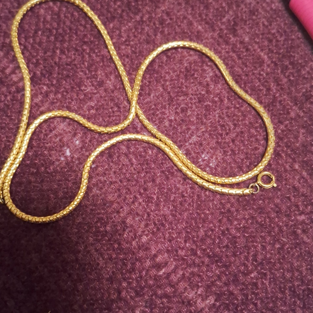 24 Inch Solid & Heavy Gold Colored. Gold Plated Or Costume.   Not 14 K Gold